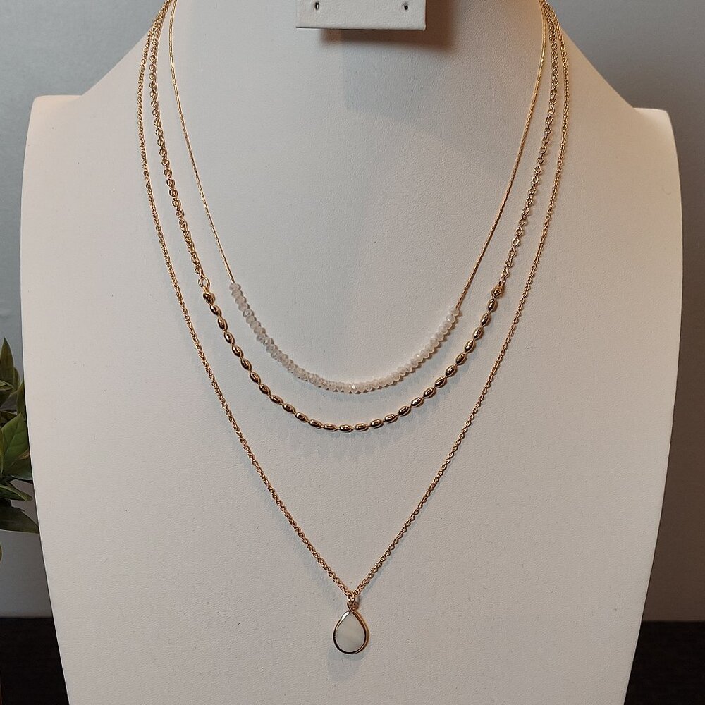 ππNWT LC LAUREN CONRAD MOTHER-OF-PEARL MULTI-STRAND NECKLACE - Picture 3 of 8